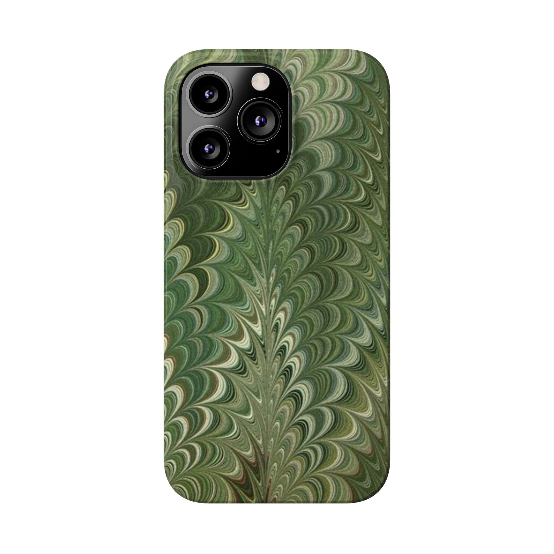 Deep Green Hues of Italian Hand-Painted, Vintage Marbled Paper from Italy Designed Phone Case, iPhone16 Case and all iPhone Cases