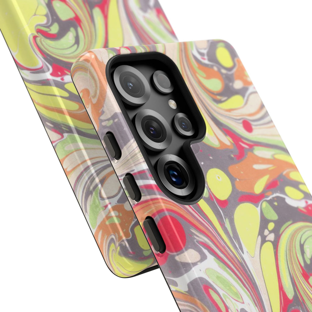 Yellow and Pink Swirl Marbled Italian Phone Case - Dual Layer - Matte or Glossy