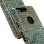 Green Marbled Peacock Durable Phone Case - Matte or Glossy