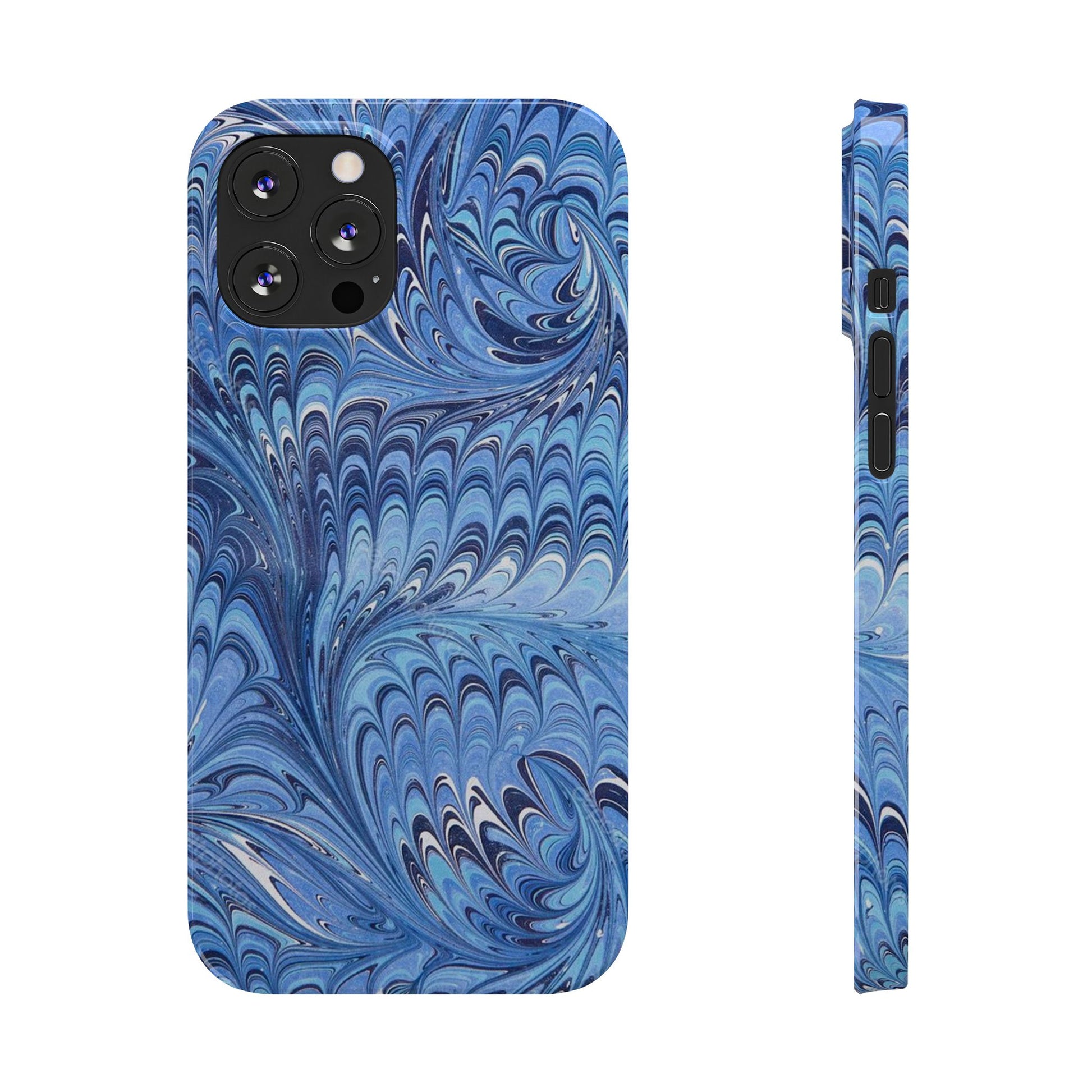 Blue Italian Marbled Design, Green and Blue Pallet, Slim Phone Case