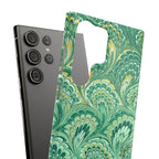 Marbled Feather Green Swirl - Single Layer Slim Phone Case