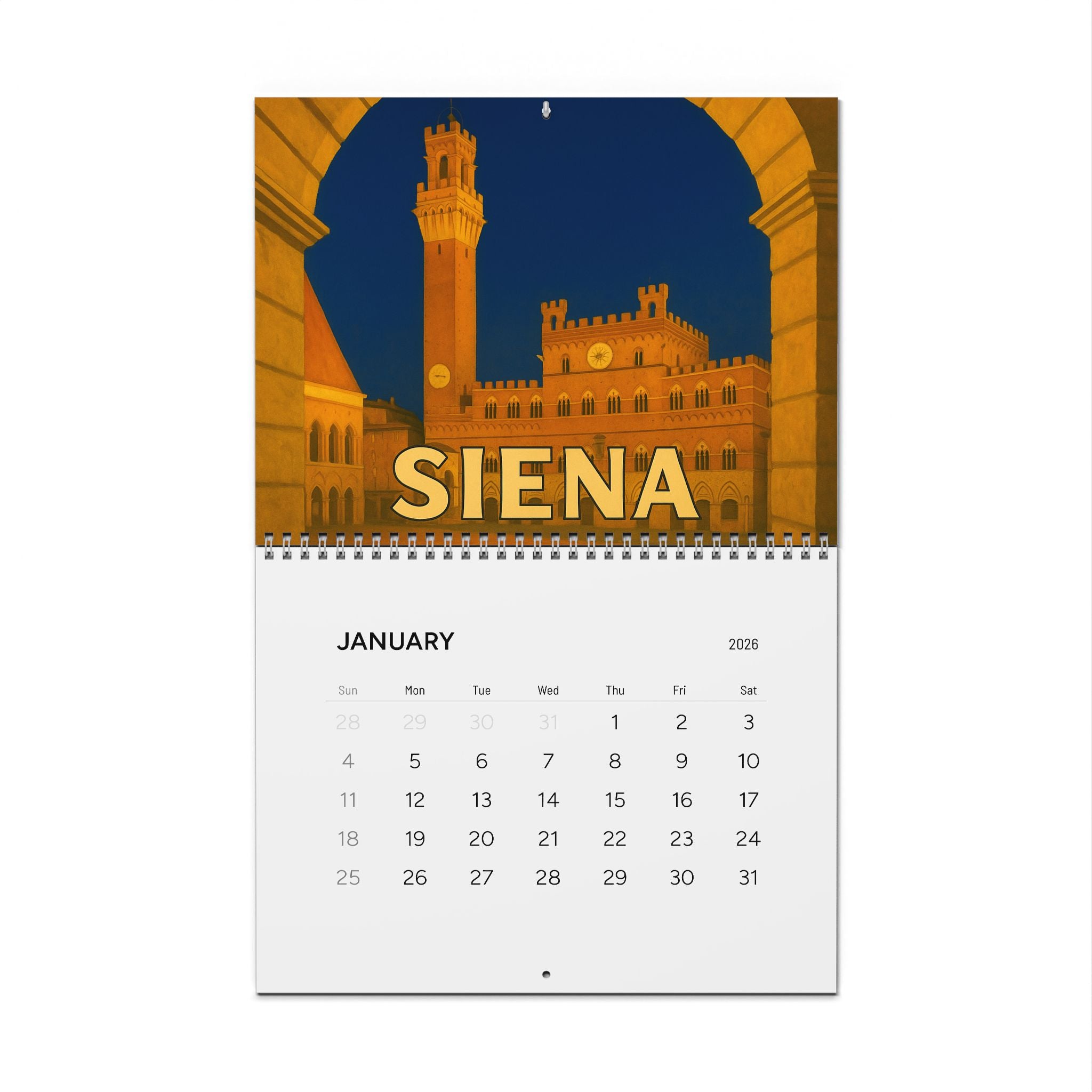 Italy 2026 Wall Calendar - Rome Napoli Siena Tuscany Florence Naples Dolomites Travel Destinations 11x8 5 Spiral Matte Calendar