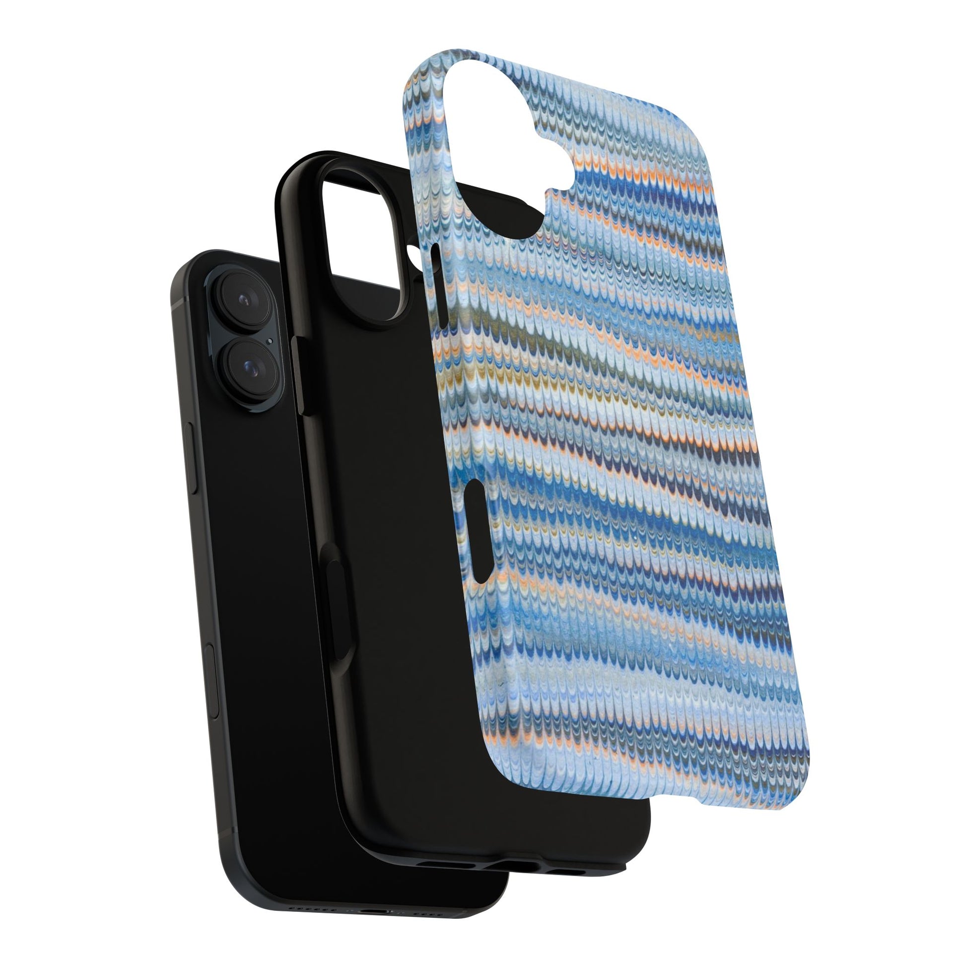 Blue Marbled Phone Cases iPhone 16 + Samsung + Apple + Google - all models, Vintage Marbled Design - Tough Cases