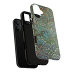 Green Marbled Peacock Durable Phone Case - Matte or Glossy