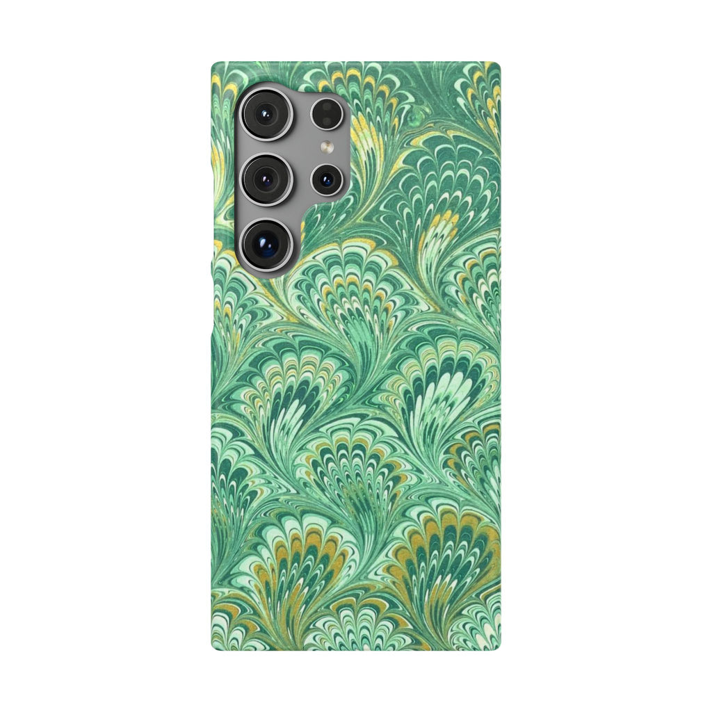 Marbled Feather Green Swirl - Single Layer Slim Phone Case