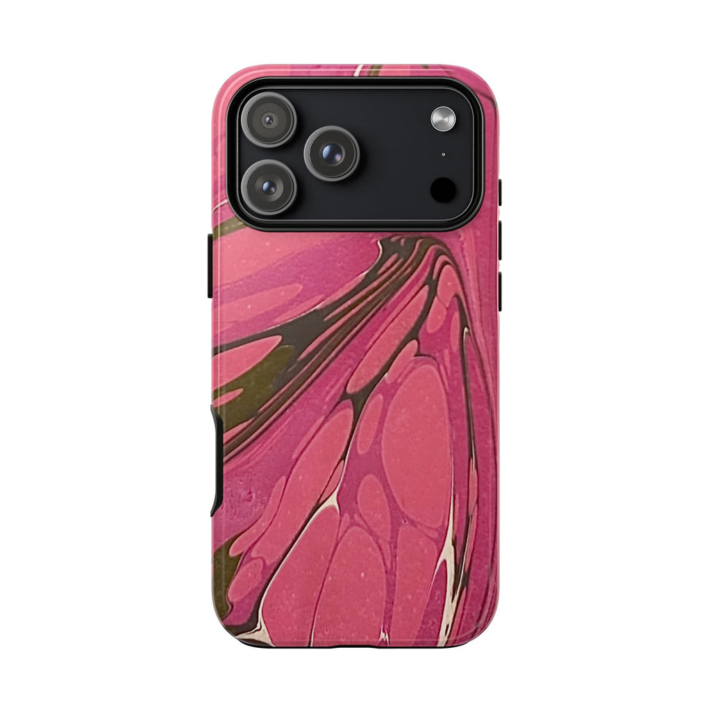Pink and Olive Marbled Durable Phone Case - Dual Layer - Matte or Glossy