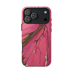 Pink and Olive Marbled Durable Phone Case - Dual Layer - Matte or Glossy