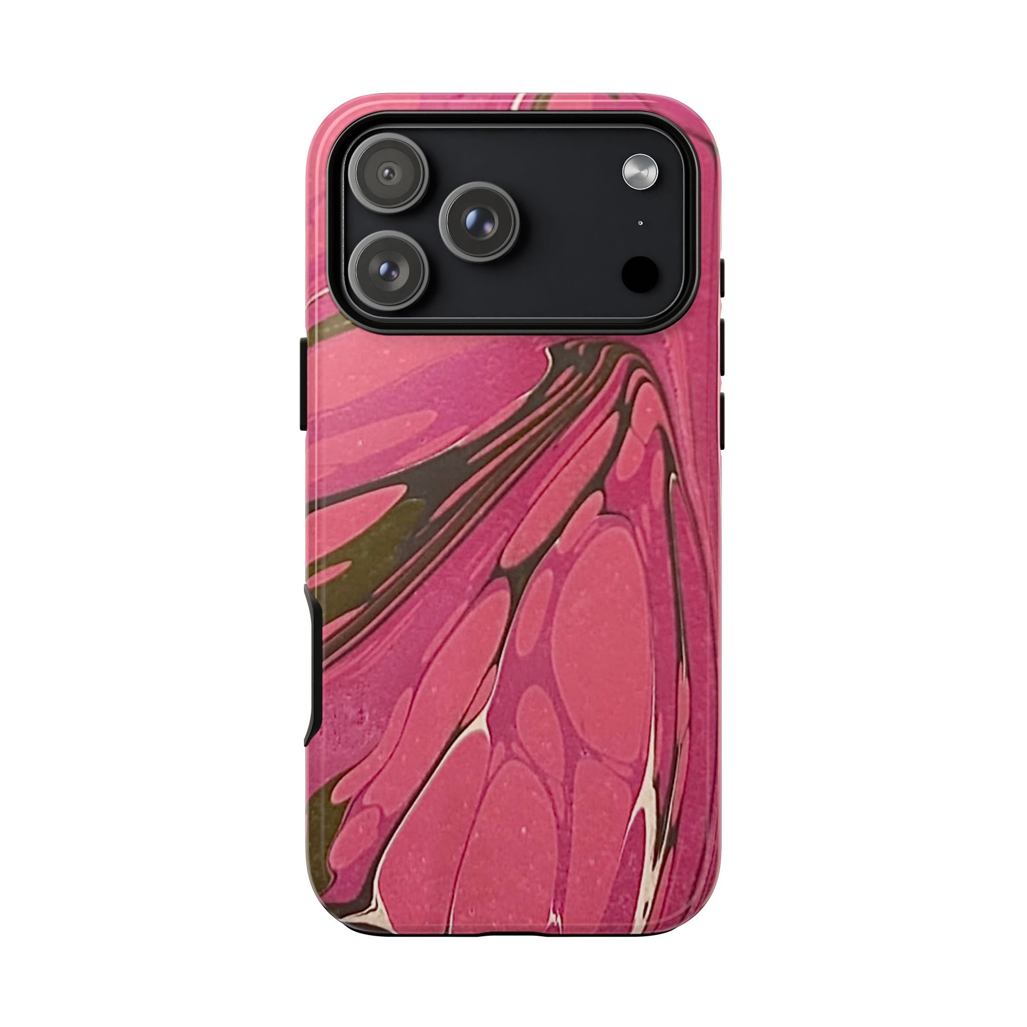 Pink and Olive Marbled Durable Phone Case - Dual Layer - Matte or Glossy