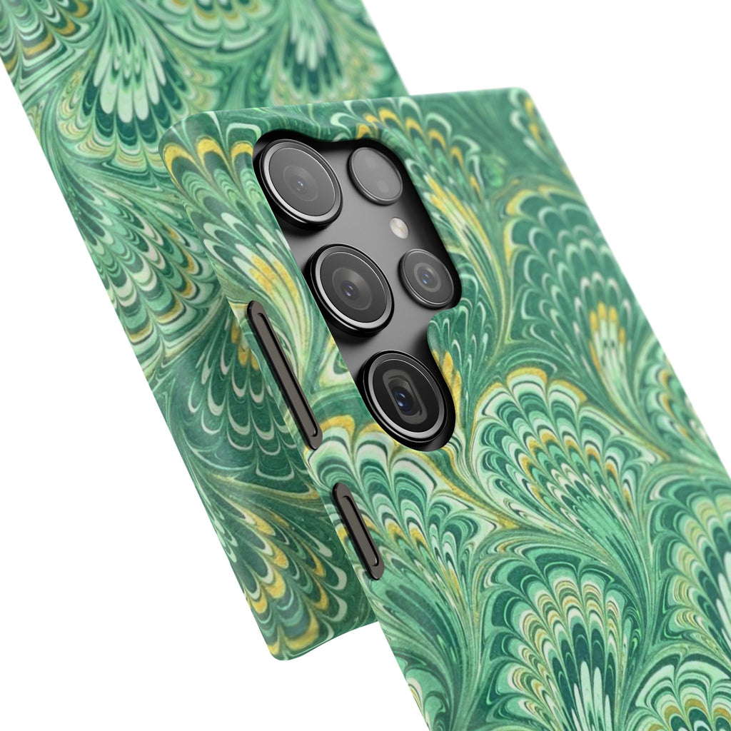 Marbled Feather Green Swirl - Single Layer Slim Phone Case