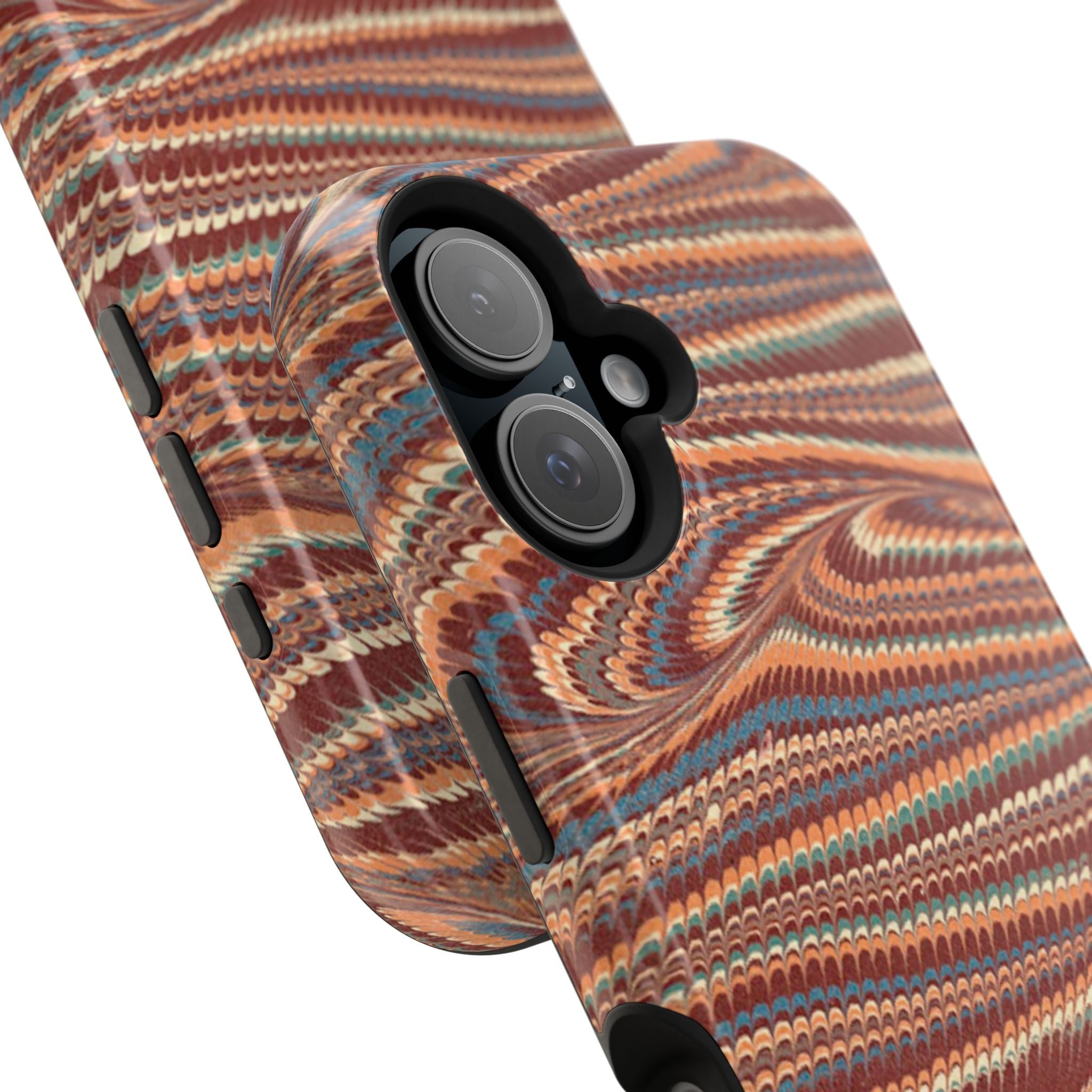 Neutrals Burgundy, Beige, Rust Hues Italian Vintage Marble Design Phone Case for Apple + Samsung