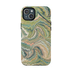 Florentine Marble iPhone Case | Inspired by Florence | Italian Marbled Paper Technique | Artisanal Green Swirl | Dual-Layer Protective Case | Matte or Glossy
