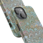 Green, Blue, + White Marbled Peacock - Dual Layer MAG SAFE Phone Case