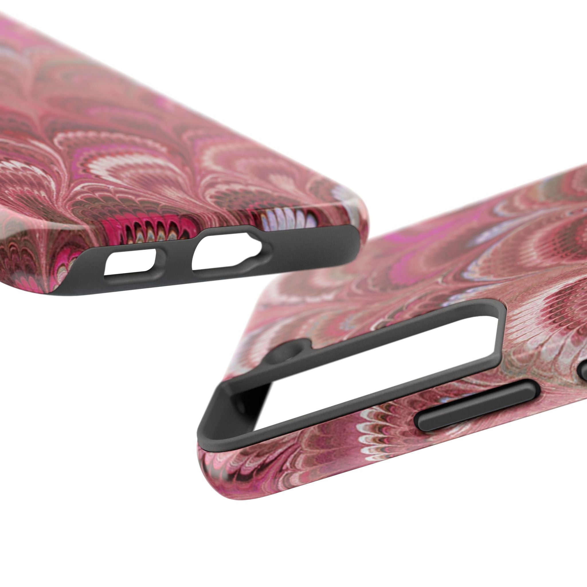 Pink Peacock Marble Italian Tough Phone Case — Durable Marbled Phone Case