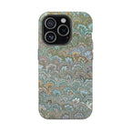 Green, Blue, + White Marbled Peacock - Dual Layer MAG SAFE Phone Case