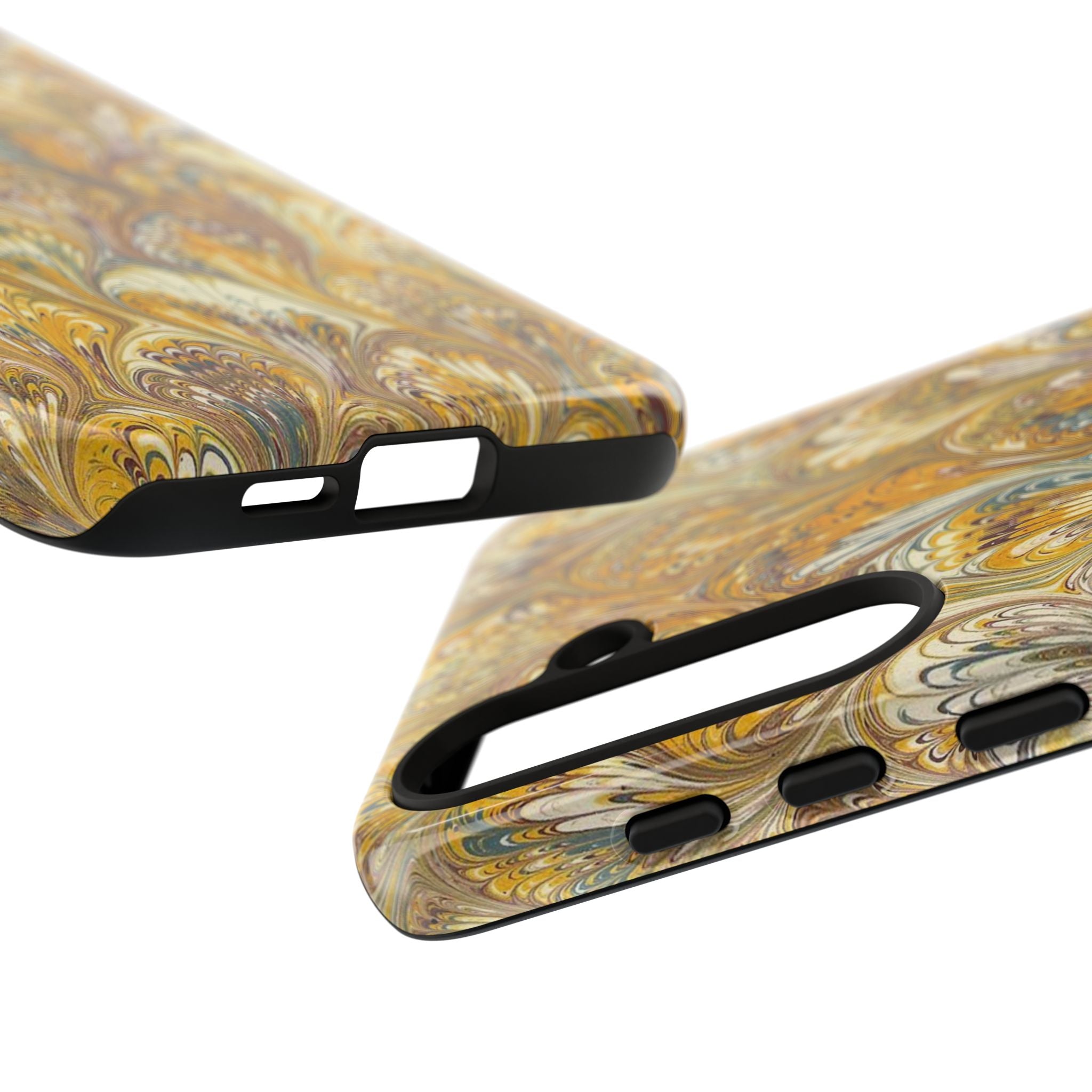 Golden Yellow Marbled Italian Phone Case - Dual Layer - Matte or Glossy