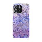 Marbled Feather Lavender + Purple Swirl - Single Layer Slim Phone Case