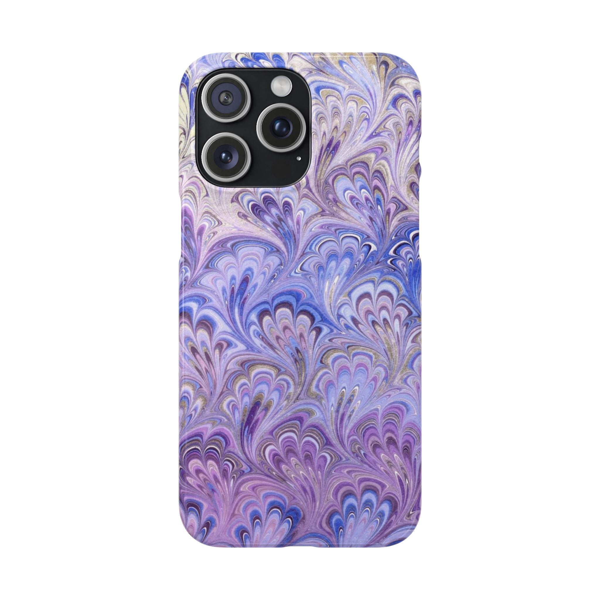 Marbled Feather Lavender + Purple Swirl - Single Layer Slim Phone Case