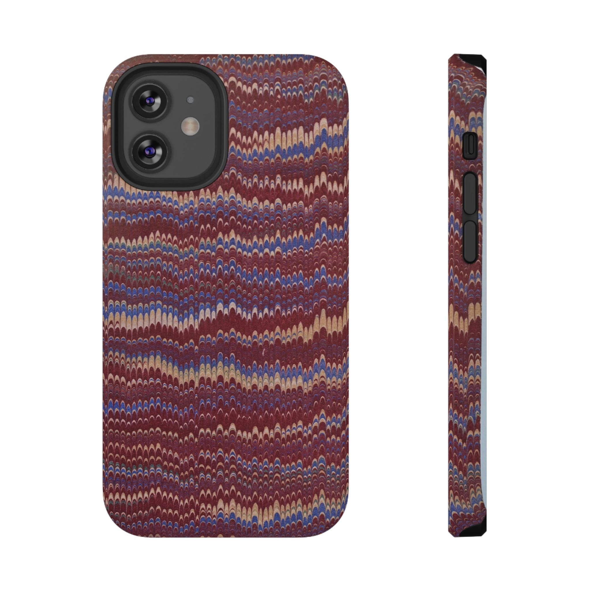 Burgundy and Blue Hues Italian Vintage Marble Design Phone Case for Apple + Samsung