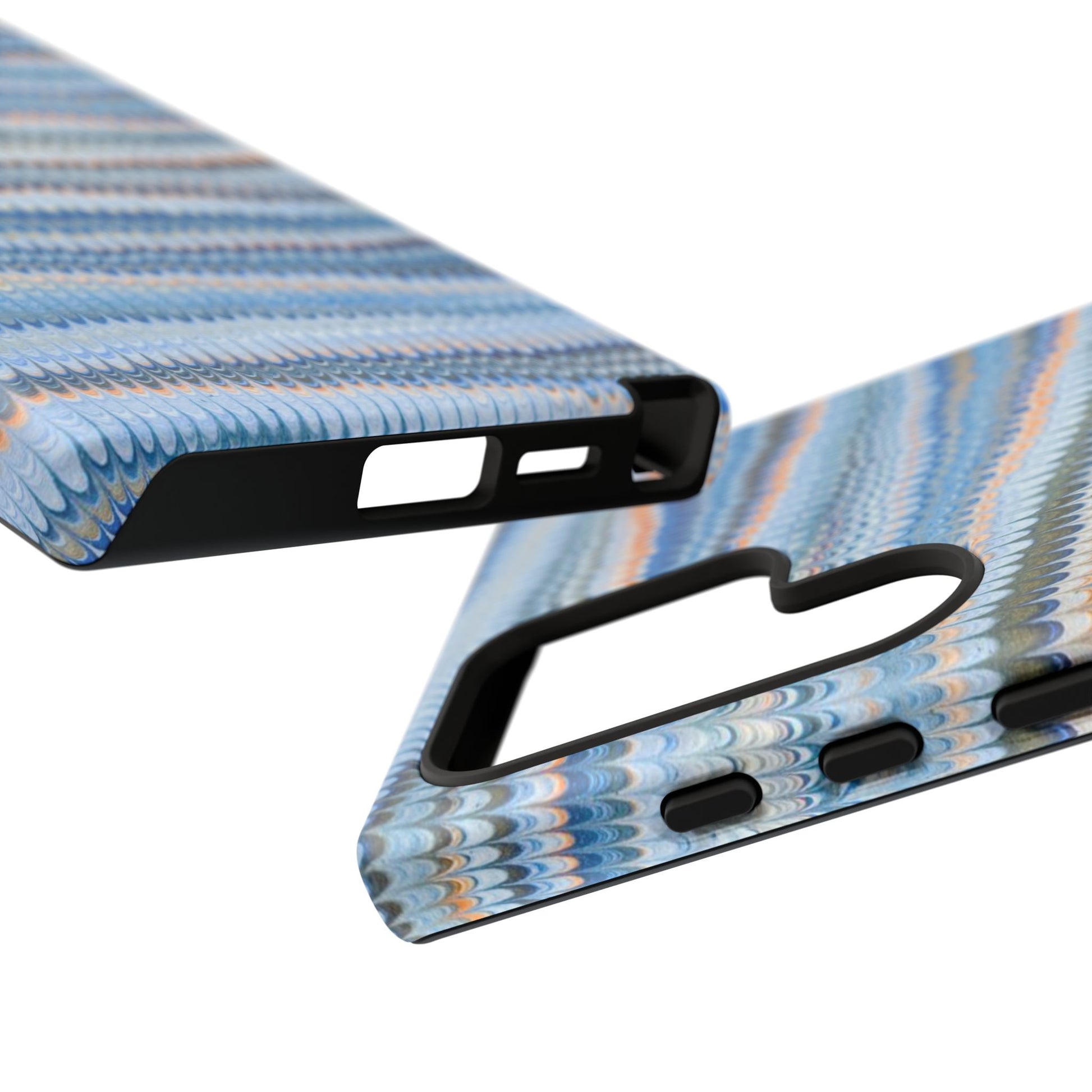 Blue Marbled Phone Cases iPhone 16 + Samsung + Apple + Google - all models, Vintage Marbled Design - Tough Cases