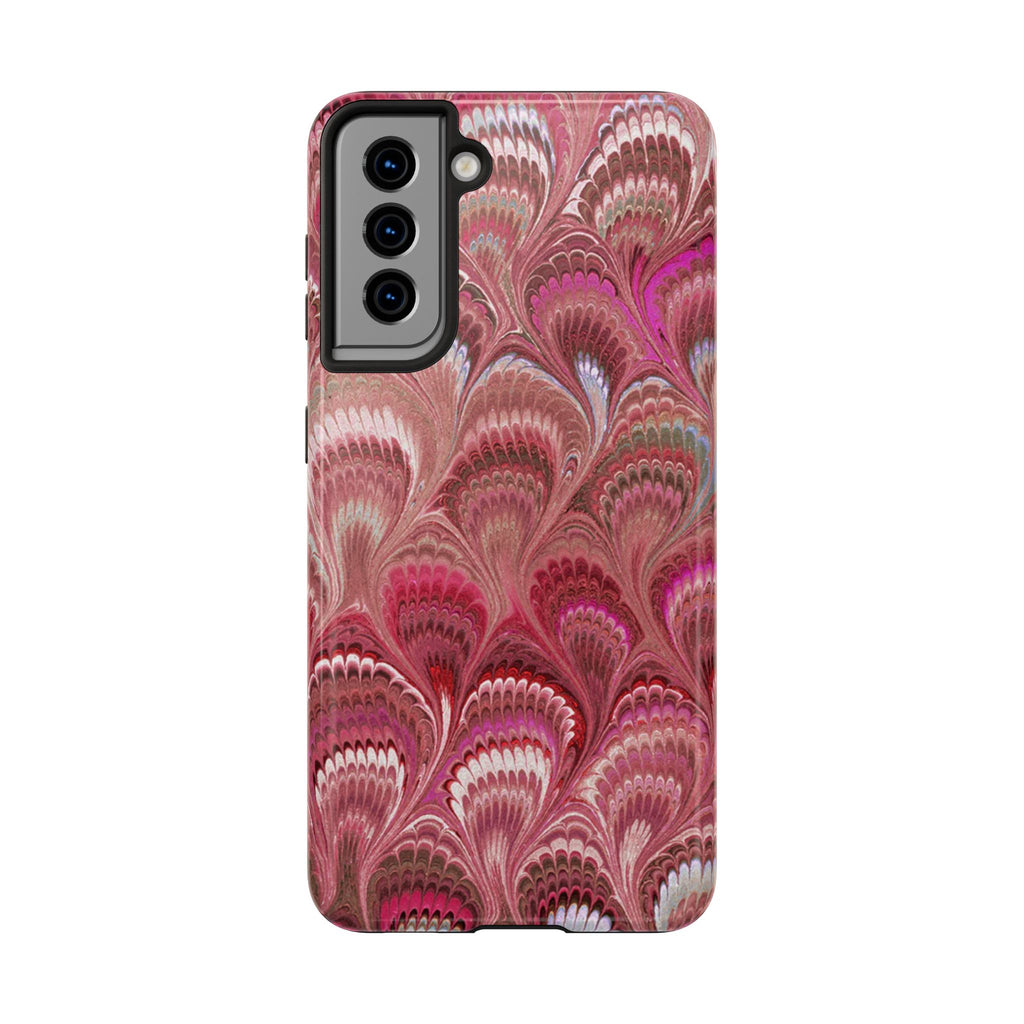 Pink Peacock Marble Italian Tough Phone Case — Durable Marbled Phone Case