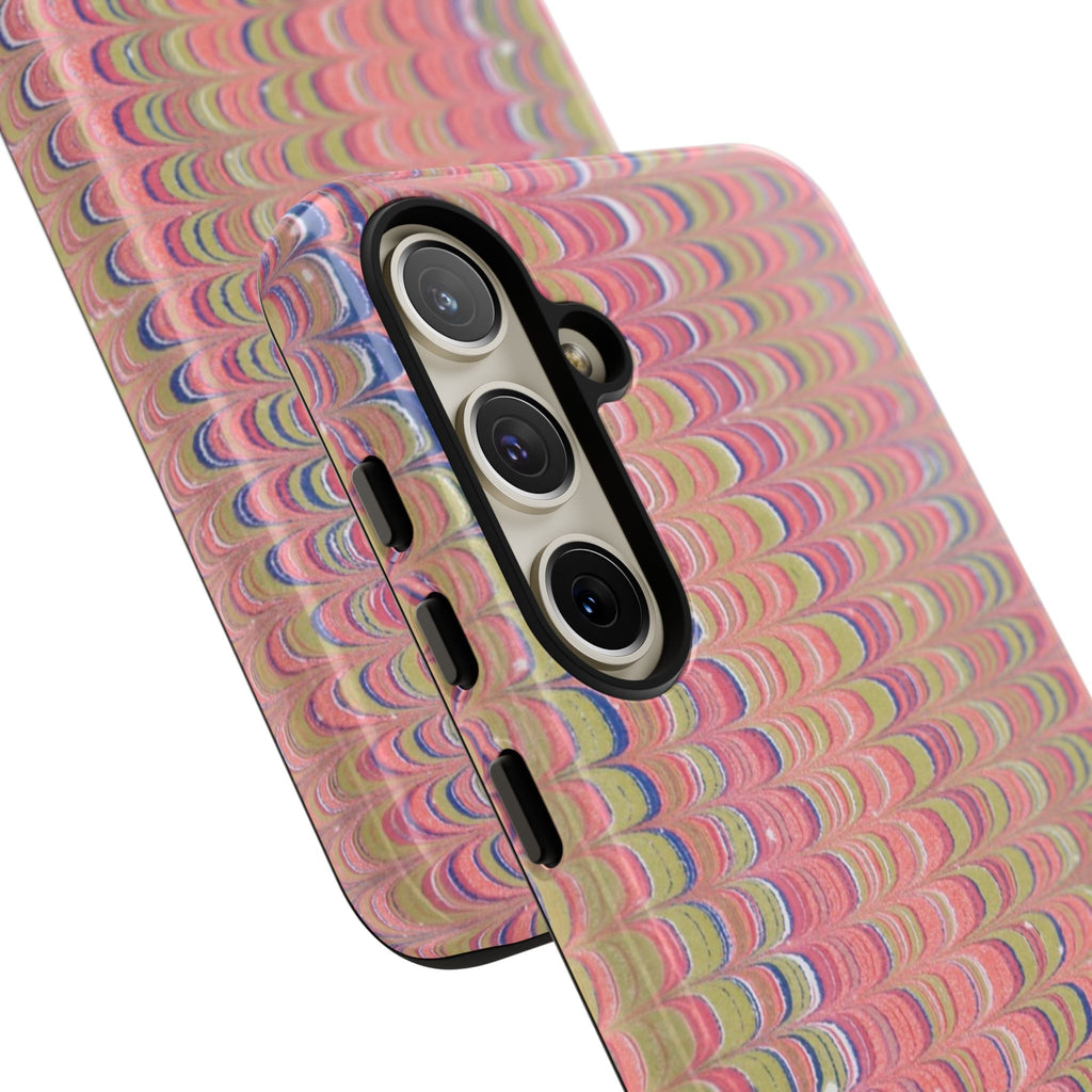 Pink Pastels Feather Marbled Vintage Design iPhone 16 + Samsung + Apple + Google - all models