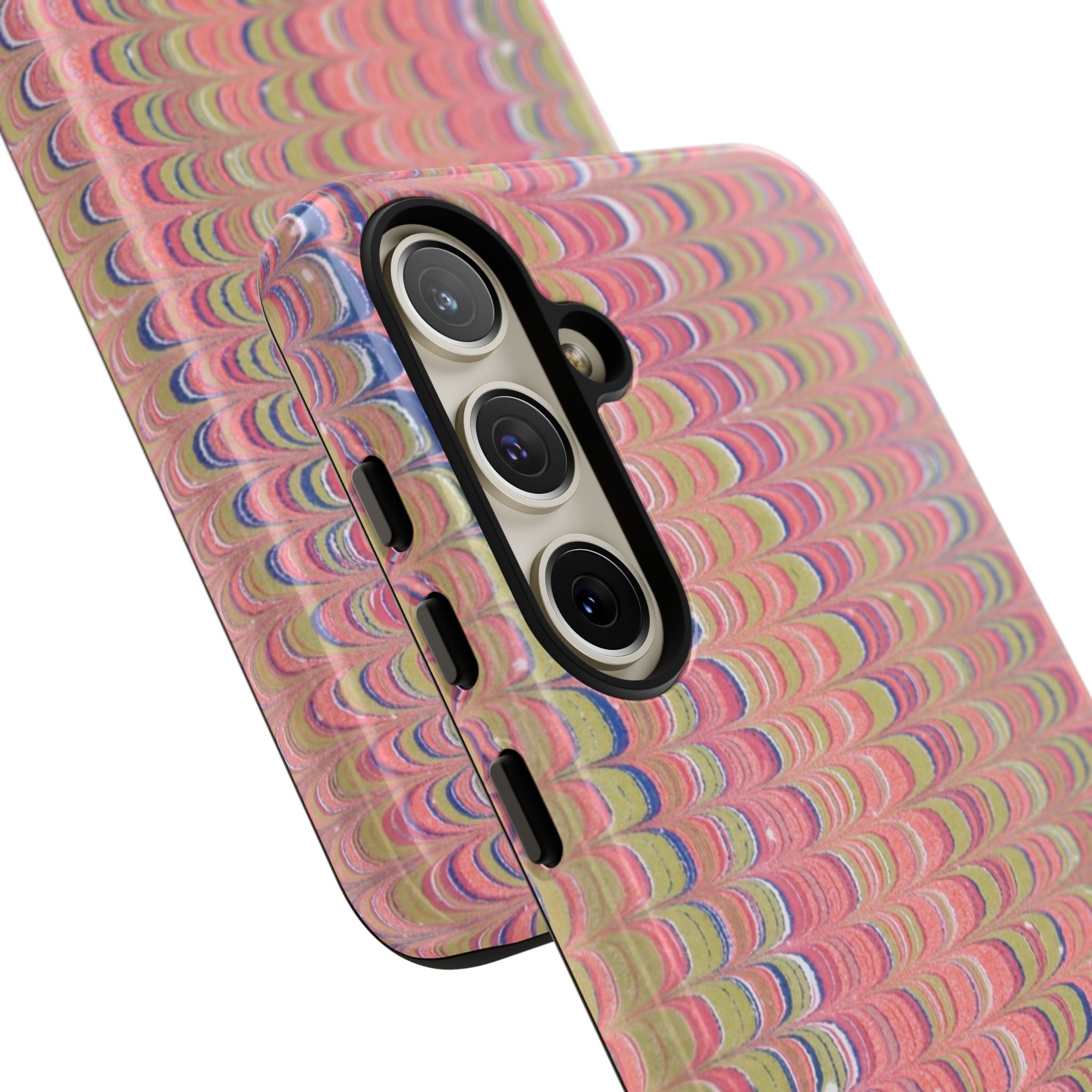 Pink Pastels Feather Marbled Vintage Design iPhone 16 + Samsung + Apple + Google - all models