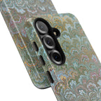 Blue and Green Feather Marbled Phone Case — Dual Layer - Tough Protective Phone Cover