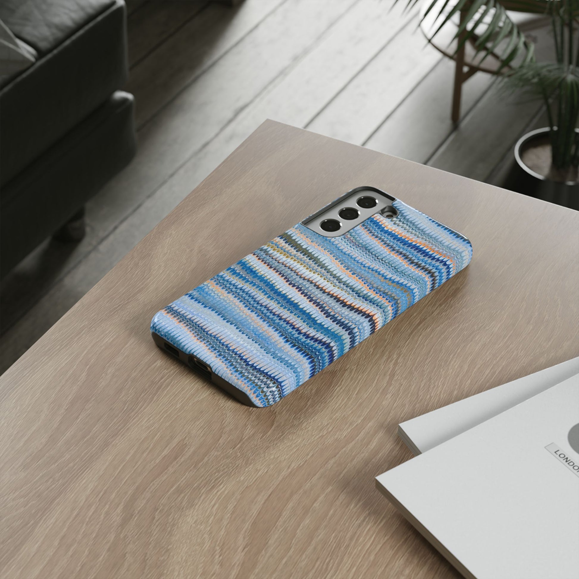 Blue Marbled Phone Cases iPhone 16 + Samsung + Apple + Google - all models, Vintage Marbled Design - Tough Cases