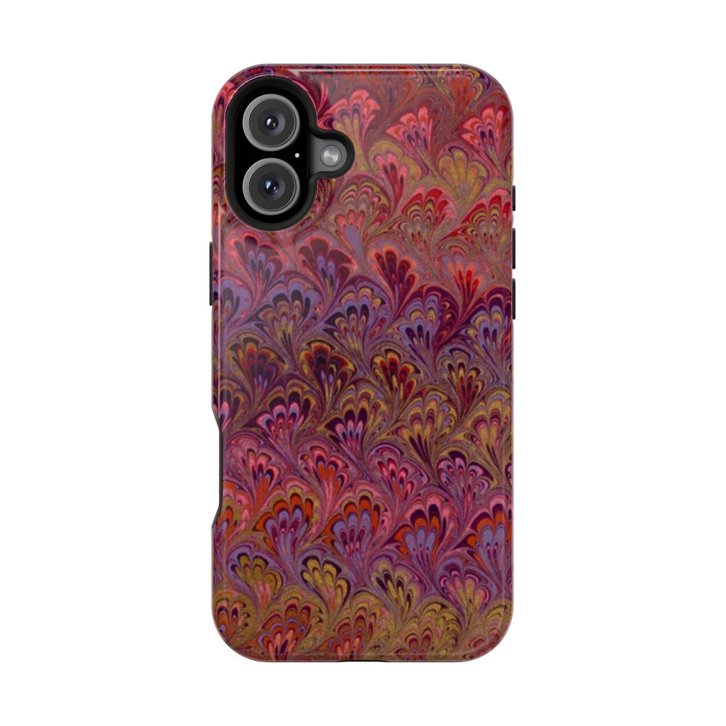 Red, Burgundy, Lavender Italian Peacock Feather Design Phone Case