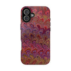 Red, Burgundy, Lavender Italian Peacock Feather Design Phone Case