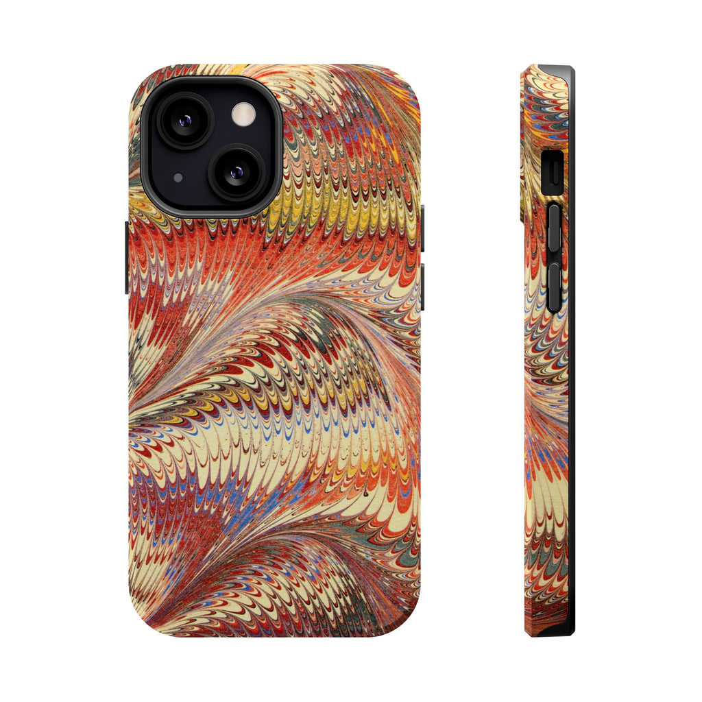 Rust + Gold Italian Marbled Design Magnetic MAG SAFE - Dual Layer Case - Glossy or Matte