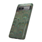 Marbled Peacock Durable Phone Case - Olive Green and Brown - Matte or Glossy