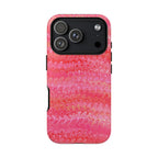 Pink and Gold Marbled Peacock Durable Phone Case - Dual Layer Design - Matte or Glossy