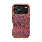 Mag Safe Marble iPhone Case - Red, Burgundy, Lavender & Gold Impact-Resistant