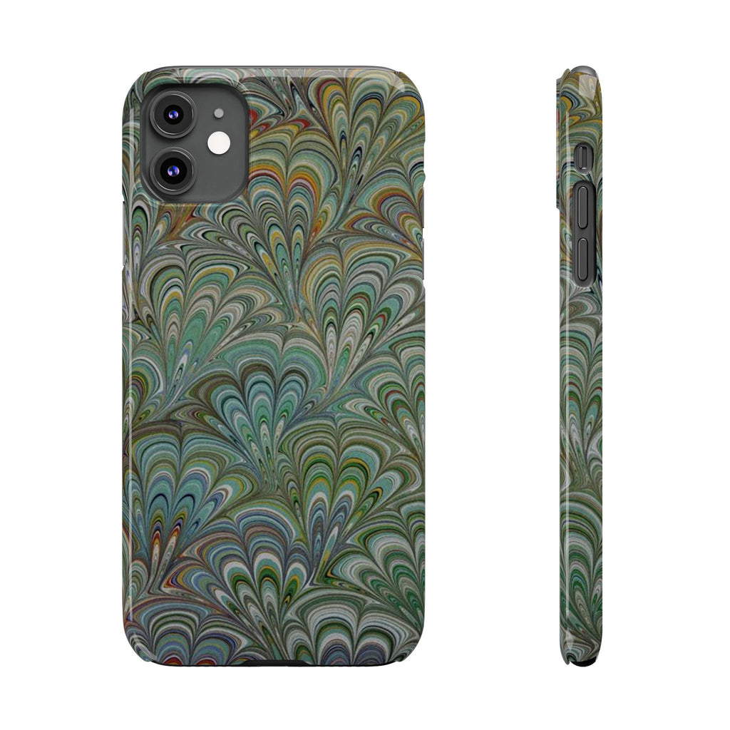 Deep Green Peacock Italian Marbled Design, Italy Feather Phone Case