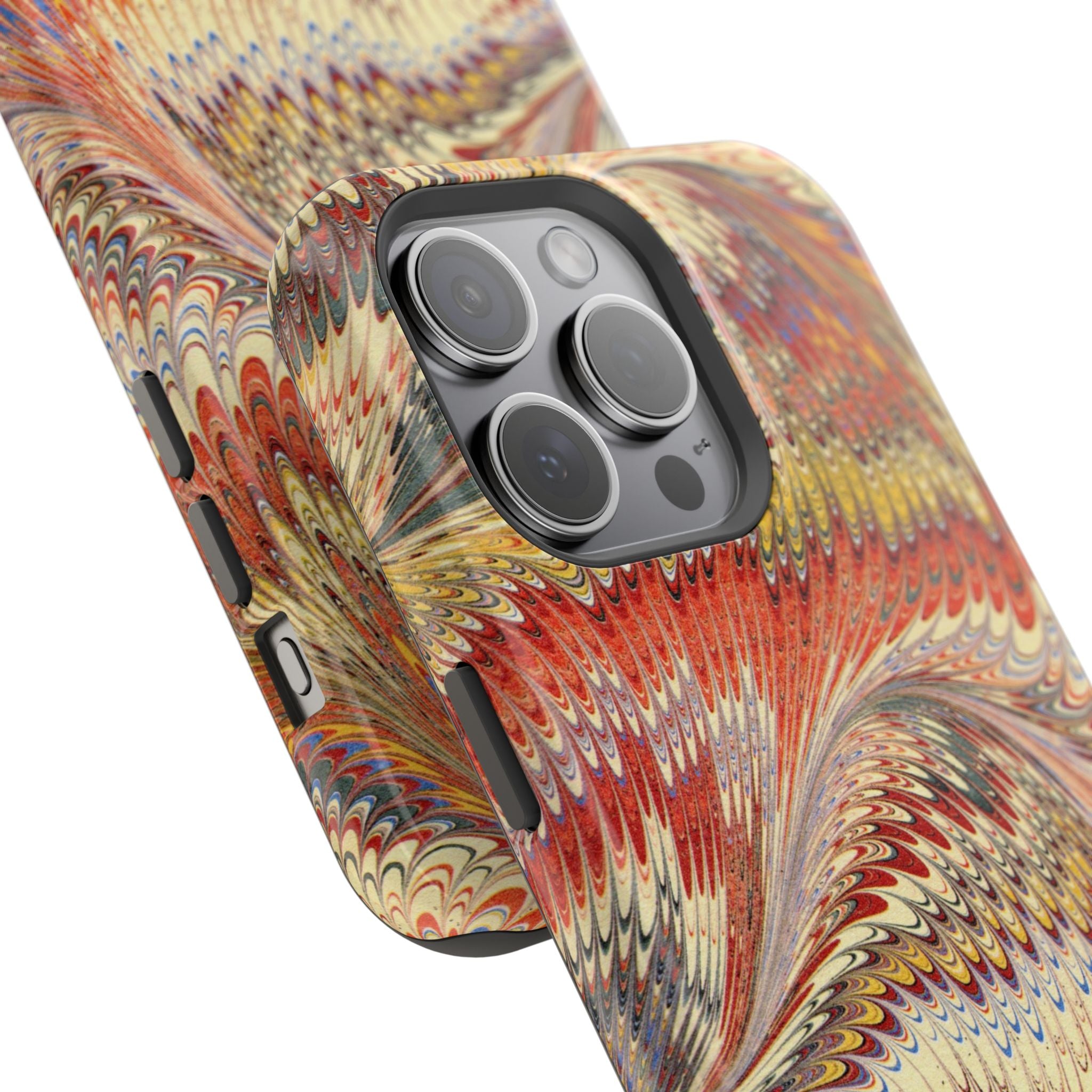 Rust + Gold Italian Marbled Design Magnetic MAG SAFE - Dual Layer Case - Glossy or Matte