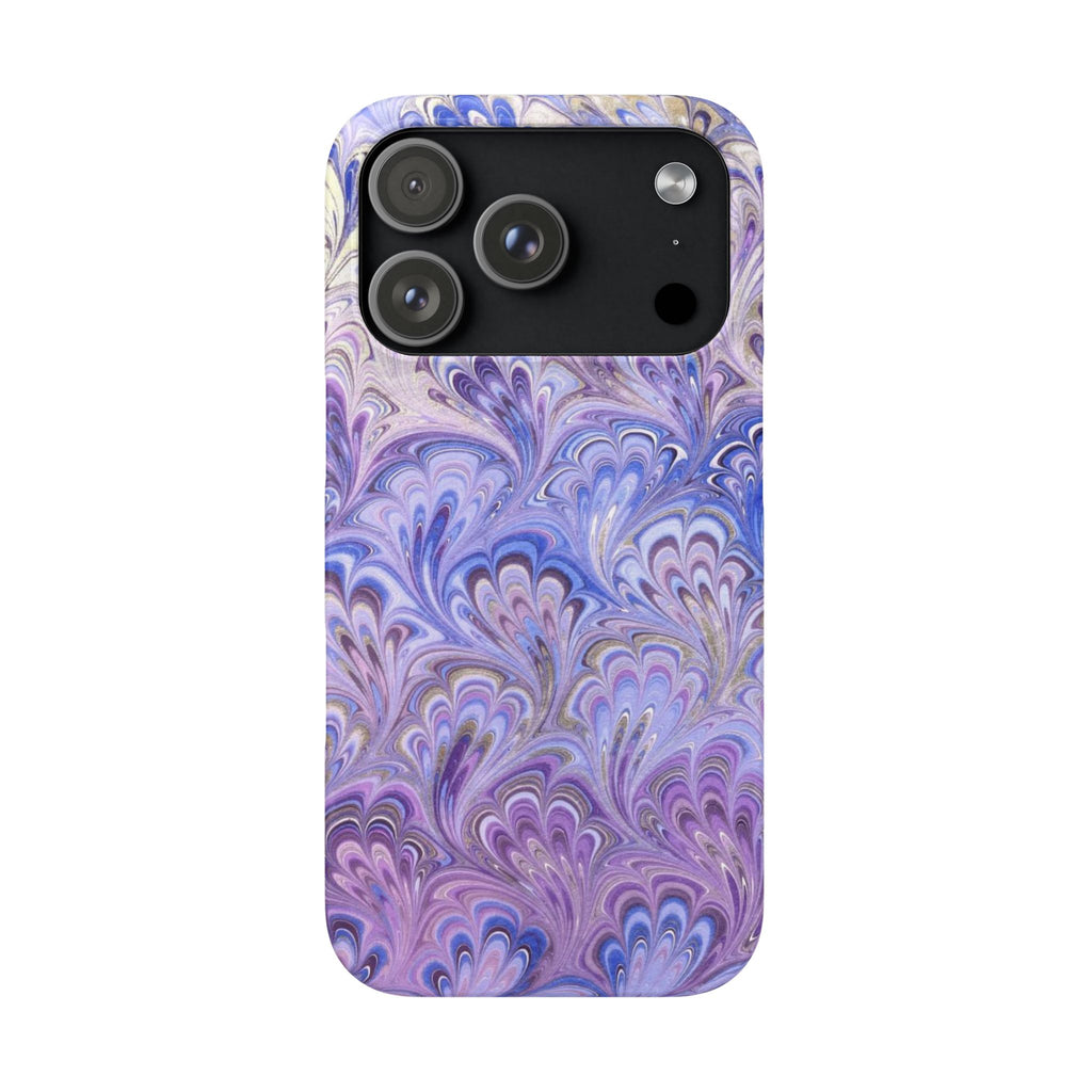 Marbled Feather Lavender + Purple Swirl - Single Layer Slim Phone Case