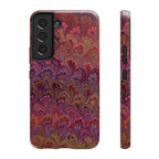 Red, Burgundy, Lavender Italian Peacock Feather Design Phone Case