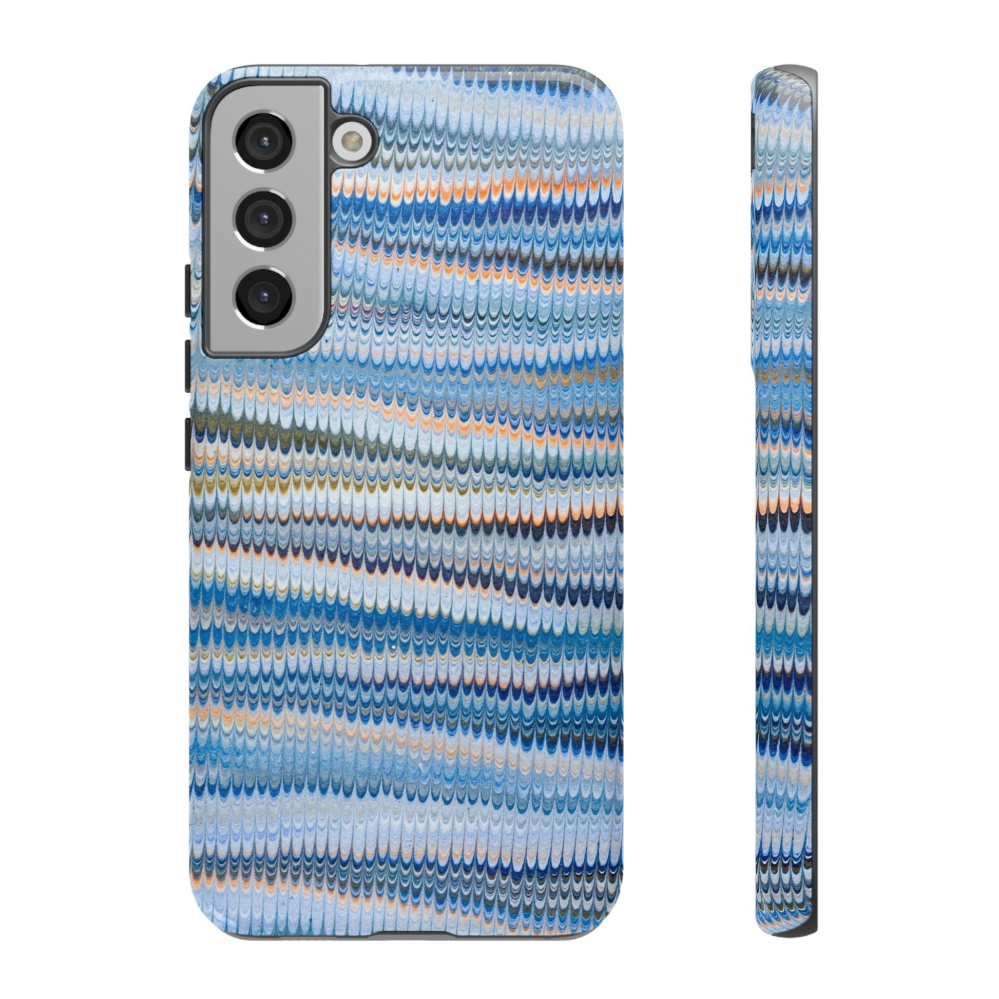 Blue Marbled Phone Cases iPhone 16 + Samsung + Apple + Google - all models, Vintage Marbled Design - Tough Cases