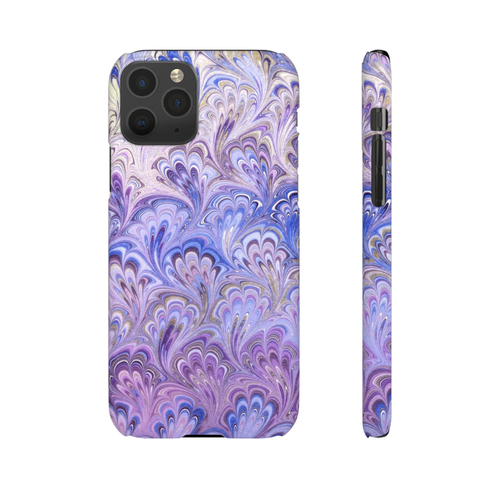 Marbled Feather Lavender + Purple Swirl - Single Layer Slim Phone Case