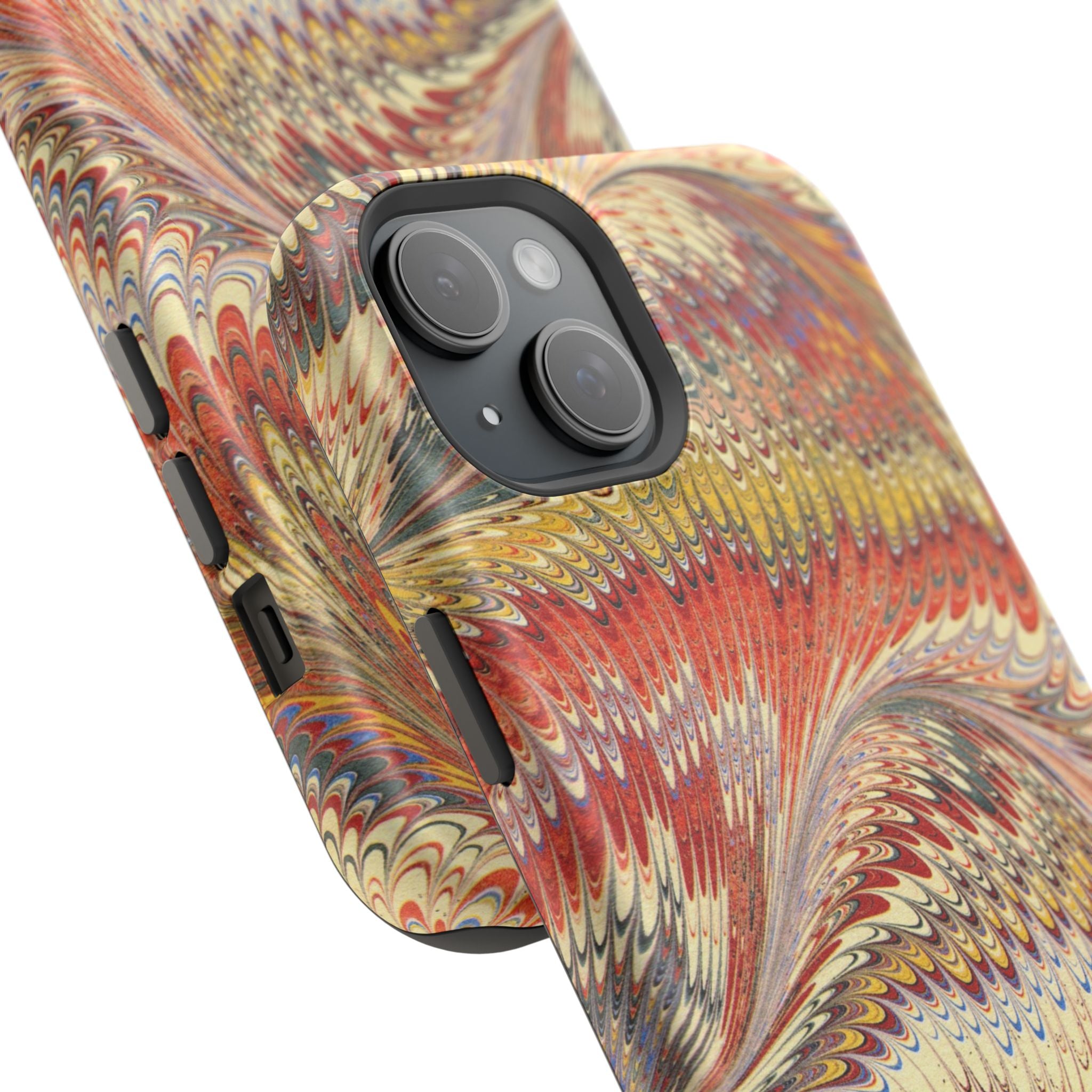 Rust + Gold Italian Marbled Design Magnetic MAG SAFE - Dual Layer Case - Glossy or Matte