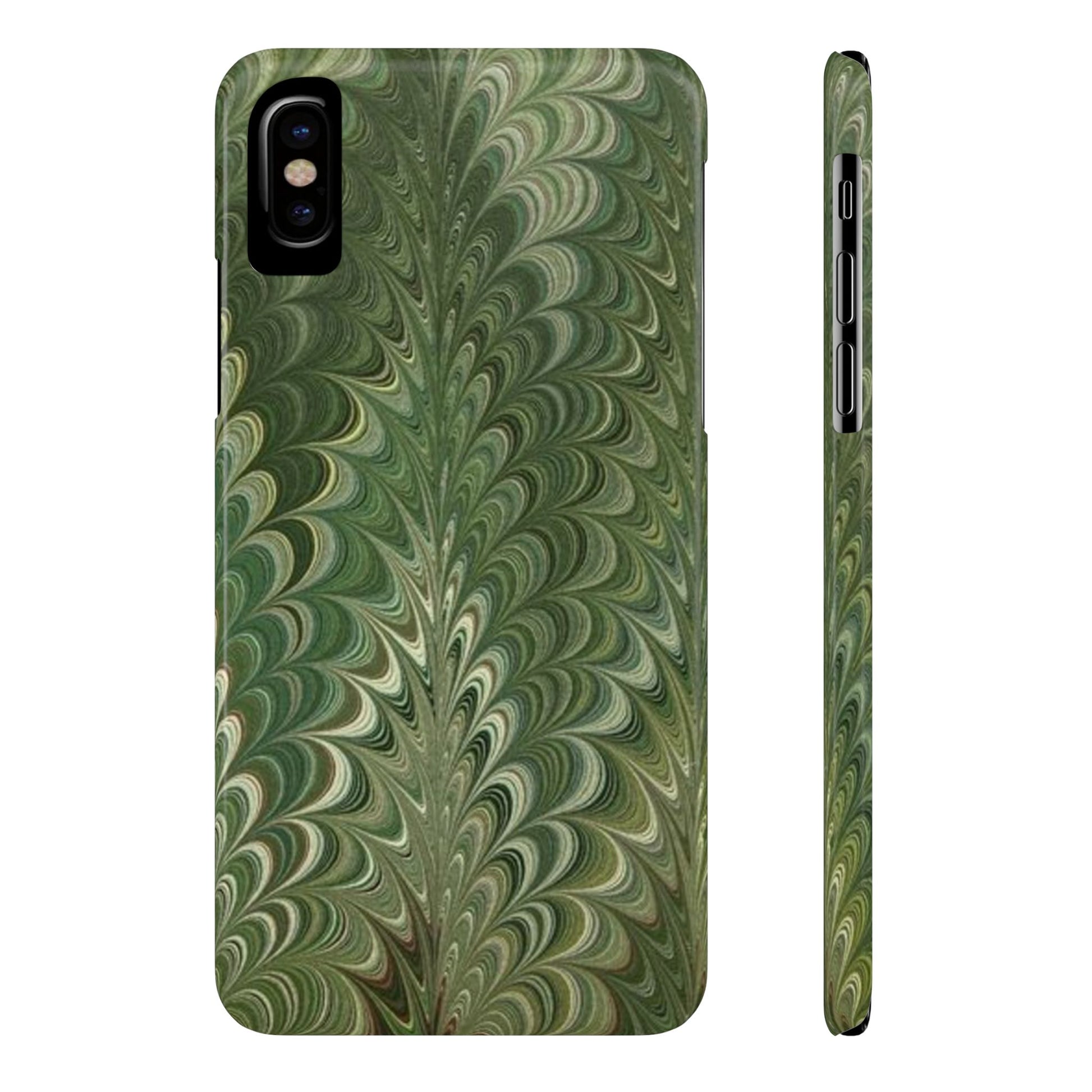 Deep Green Hues of Italian Hand-Painted, Vintage Marbled Paper from Italy Designed Phone Case, iPhone16 Case and all iPhone Cases