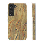 Beige and Blue Marbled Durable Phone Case - Dual Layer - Matte or Glossy
