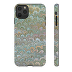 Blue and Green Feather Marbled Phone Case — Dual Layer - Tough Protective Phone Cover