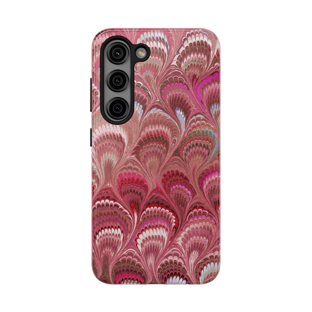 Pink Peacock Marble Italian Tough Phone Case — Durable Marbled Phone Case