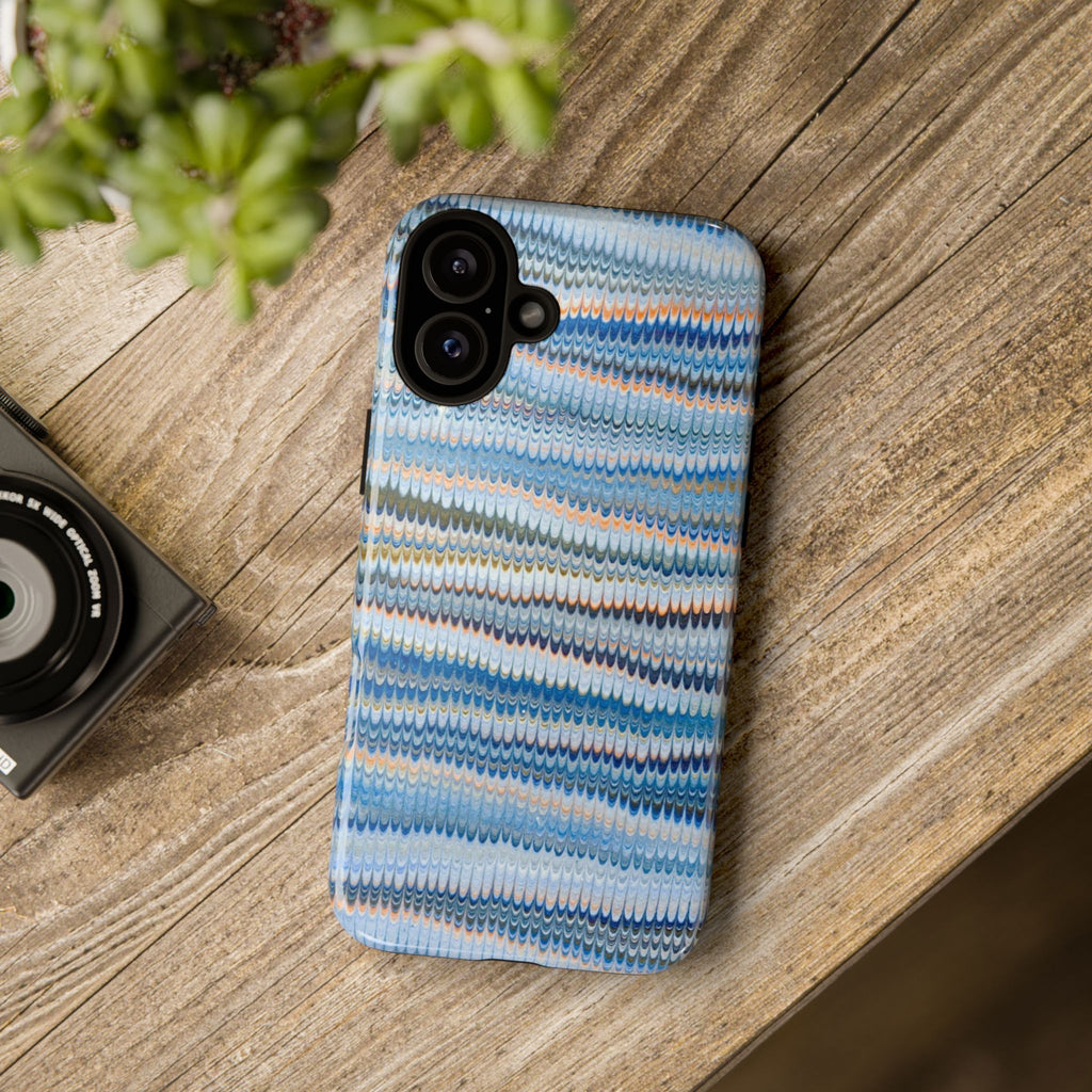 Blue Marbled Phone Cases iPhone 16 + Samsung + Apple + Google - all models, Vintage Marbled Design - Tough Cases