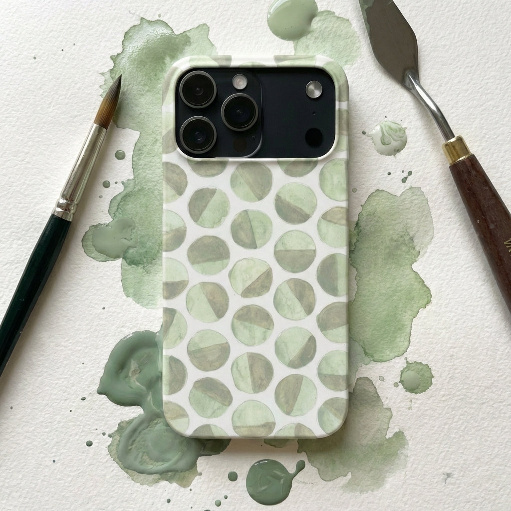 Circular Green Tones - Watercolor - Single Layer Slim Phone Case