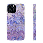 Marbled Feather Lavender + Purple Swirl - Single Layer Slim Phone Case