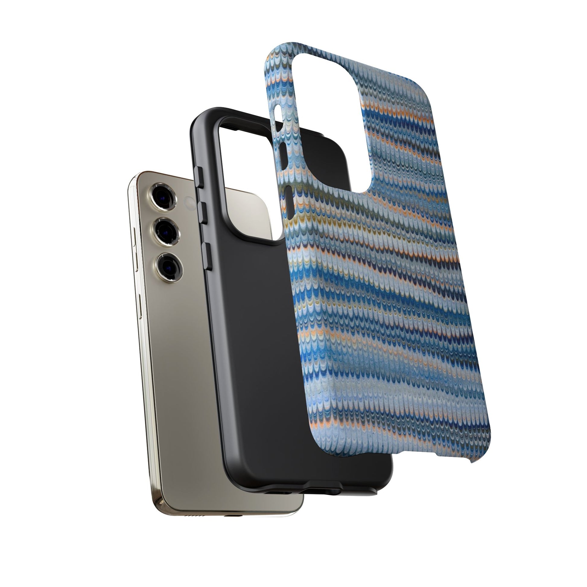 Blue Marbled Phone Cases iPhone 16 + Samsung + Apple + Google - all models, Vintage Marbled Design - Tough Cases