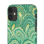 Marbled Feather Green Swirl - Single Layer Slim Phone Case